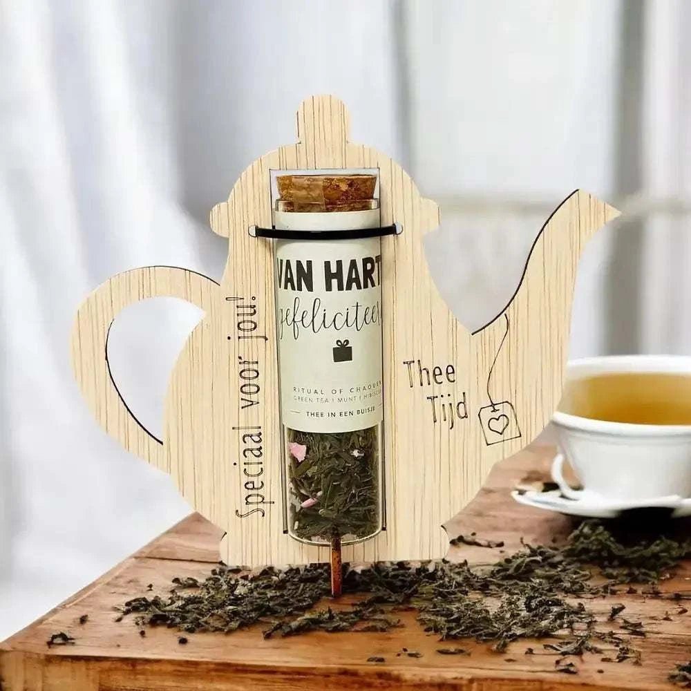 Houten Theepot Cadeauset - Gefeliciteerd | Fantastic Gifts Shop