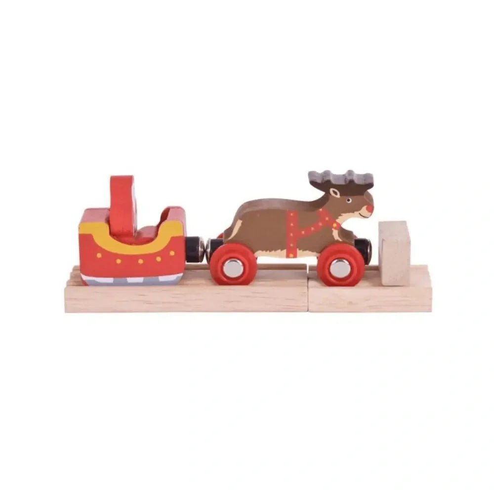 Houten Trein - Kerstman, Slee en Rendier | Fantastic Gifts Shop